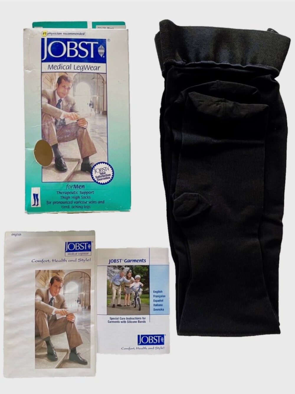 NEW JOBST FOR MEN FIRM COMPRESSION THIGH HIGH SOCKS STOCKINGS 20-30 MMHG MEDIUM